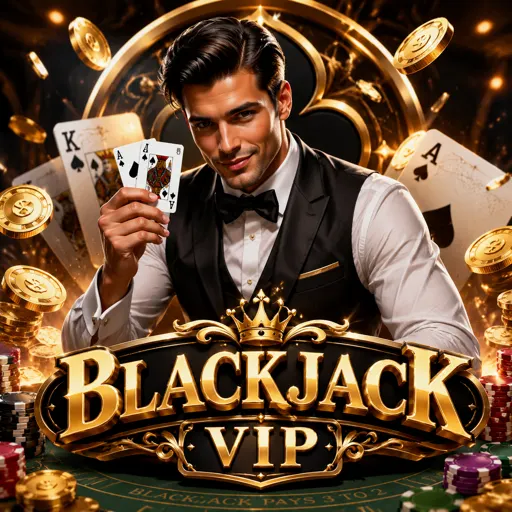 Capa do Blackjack VIP com mesa de baralho e fichas